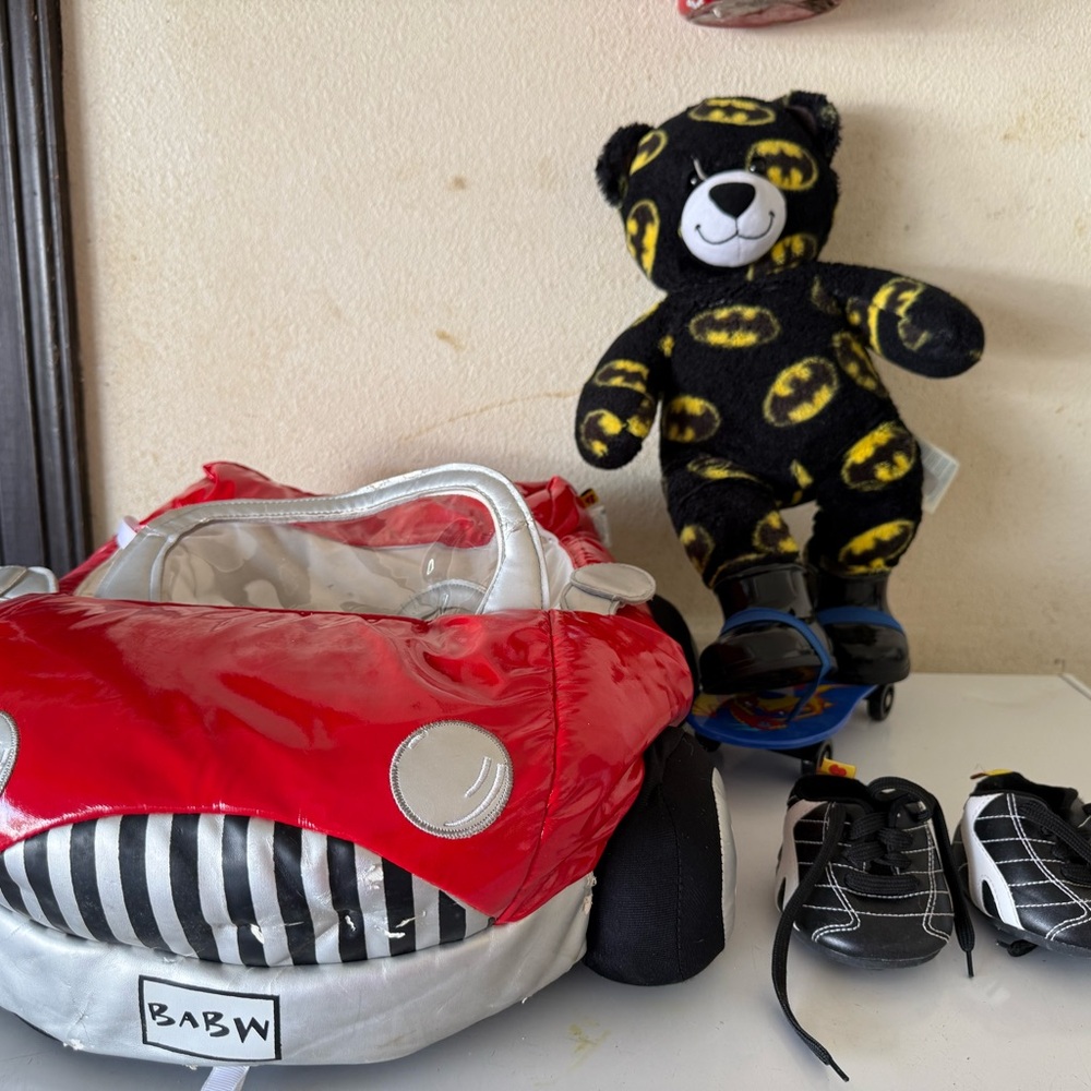 Build-A-Bear Black and Red Plush Car with Bear - Picture 5 of 8